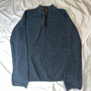 Carbon 2 Cobalt Men's XL 1/4 Zip Chunky Knit Pullover Blue Cotton Sweater